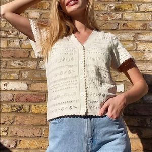 & Other Stories Short Sleeve Cardigan in Cream, S